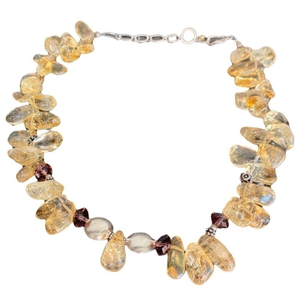 Citrine Tumbled Nugget Collar Necklace Artisan - Picture 8 of 15